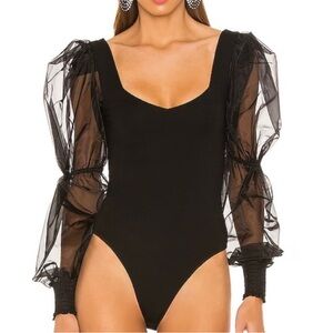 Revolve NBD Blaine bodysuit in black Sheer Long Sleeve Size Medium